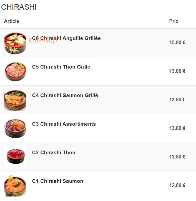 Sushi 81 — carte page 1