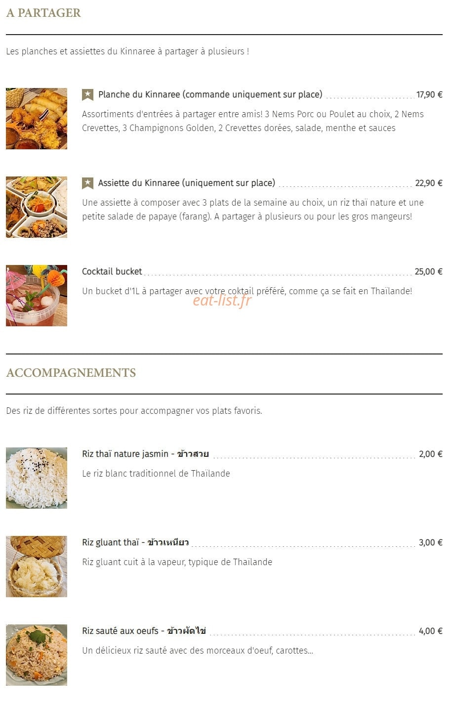 Kinnaree Thaï — carte page 3