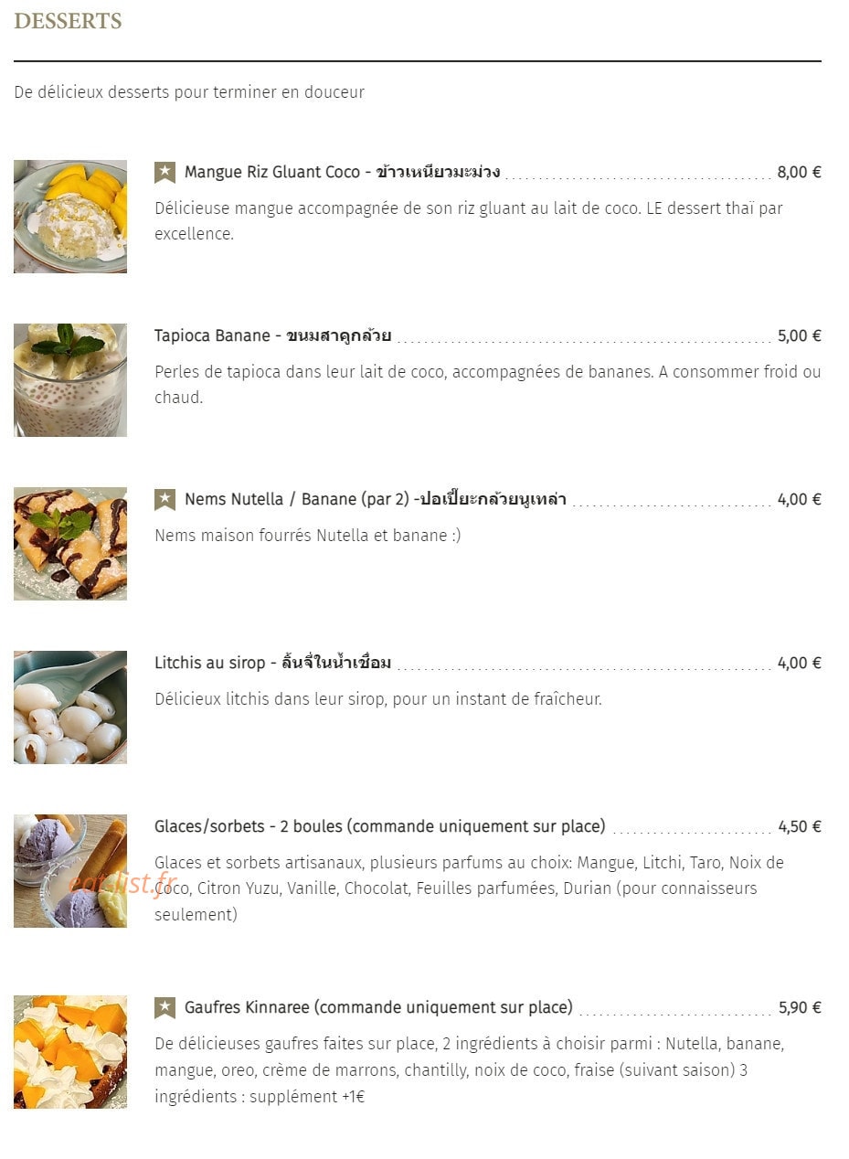 Kinnaree Thaï — carte page 4