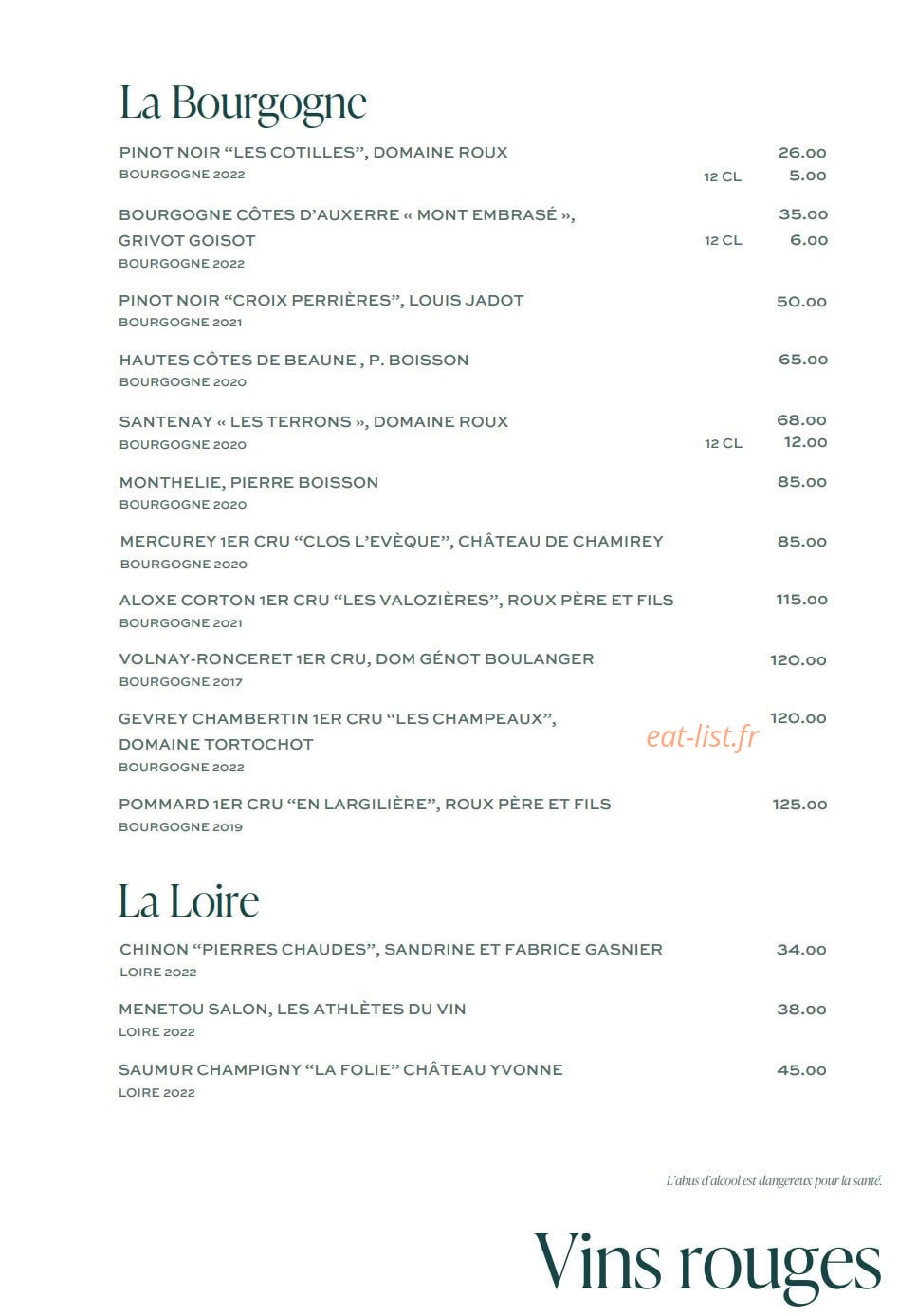 La Table de La Coudraie — carte page 8