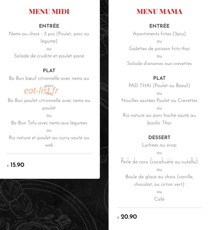 Mama Thaï — carte page 8