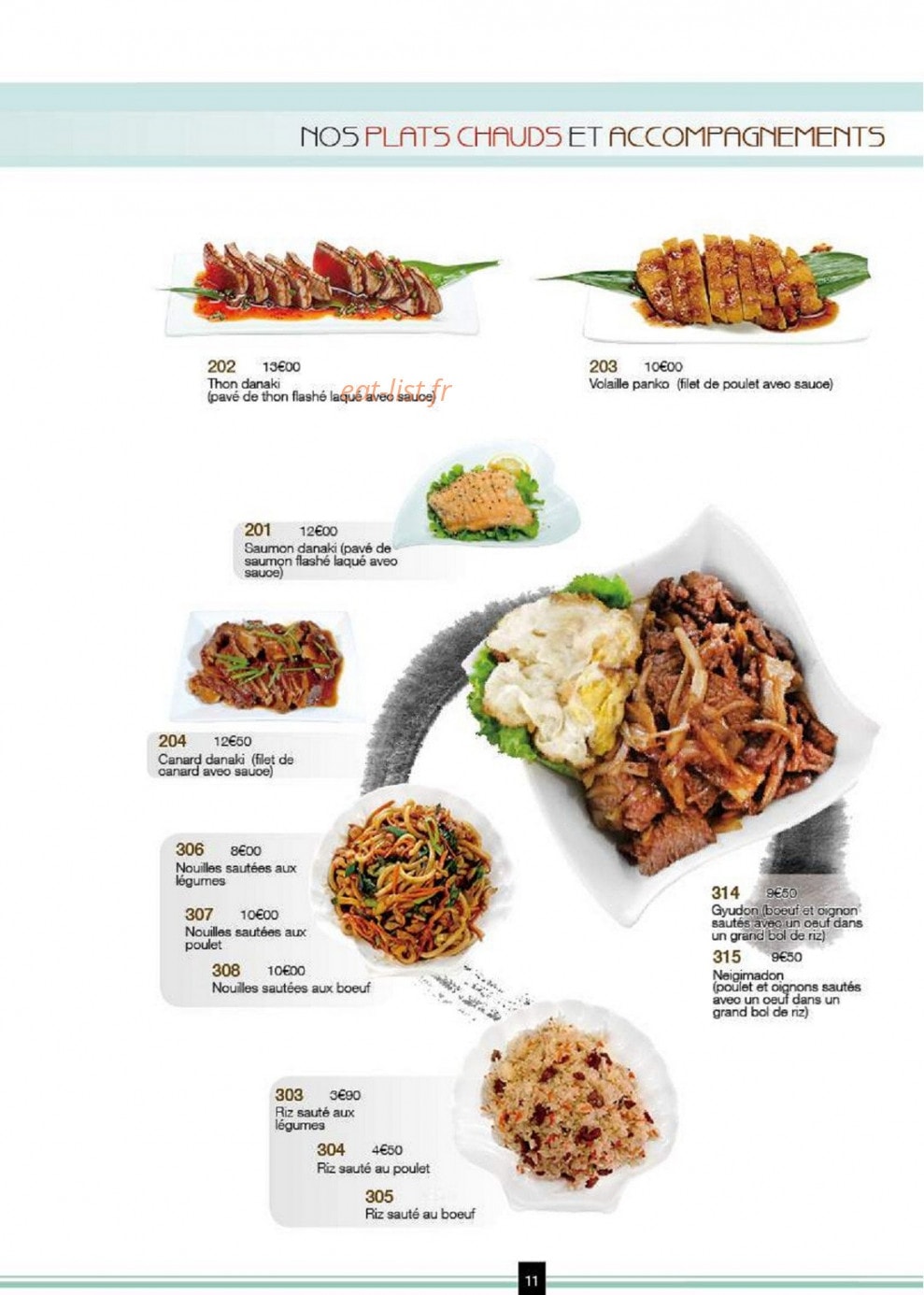 Sushi wasabi — carte page 11