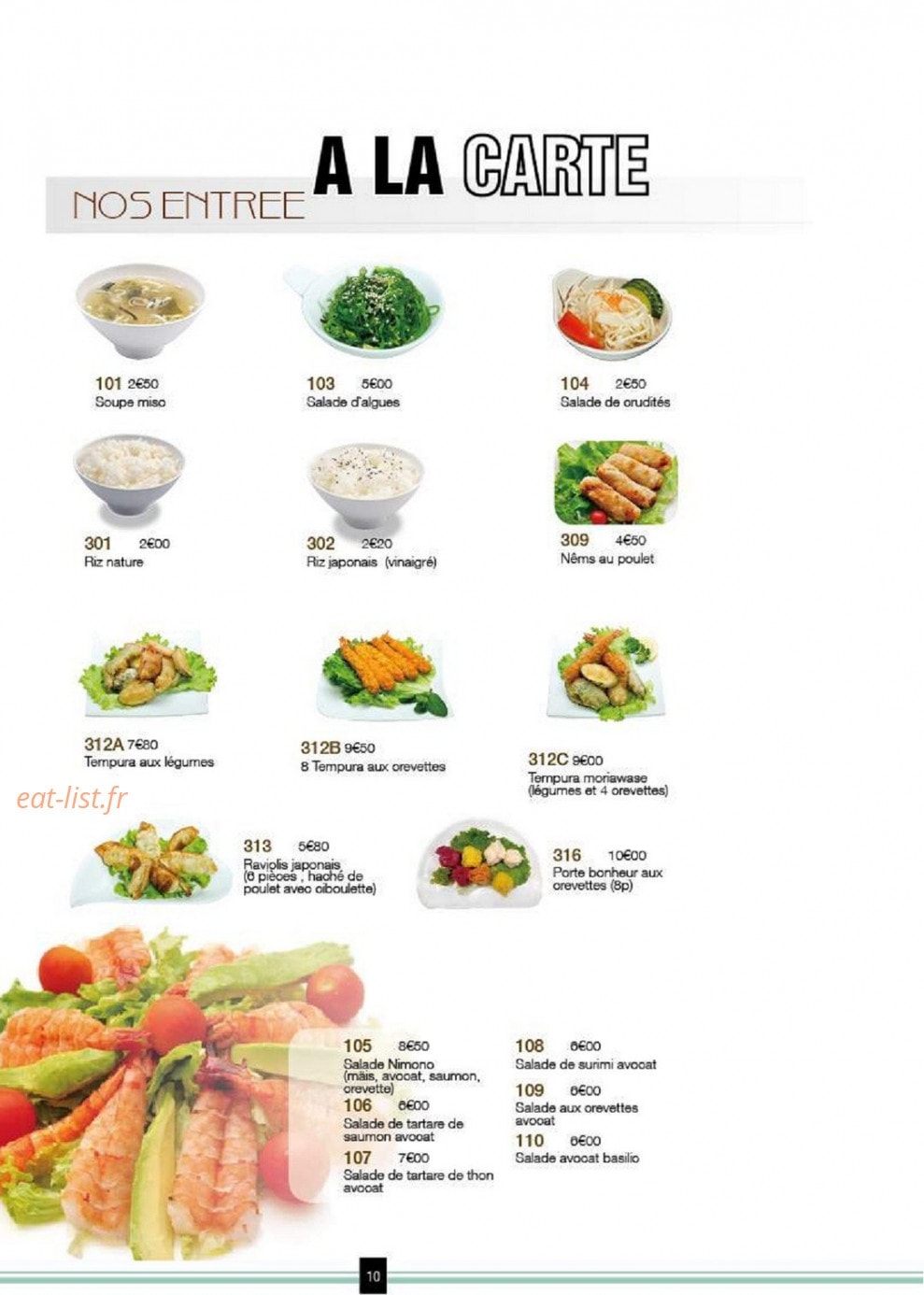 Sushi wasabi — carte page 10