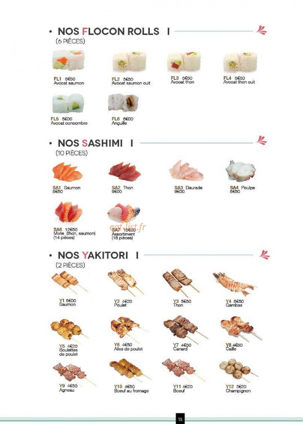 Sushi wasabi — carte page 15