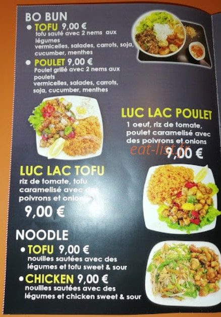 Asia Food — carte page 1