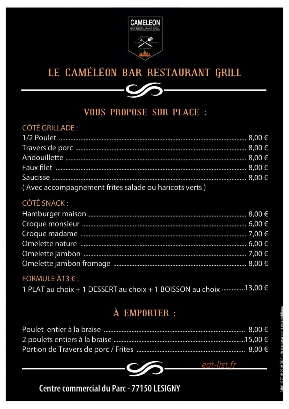 Le Cameleon — carte page 1