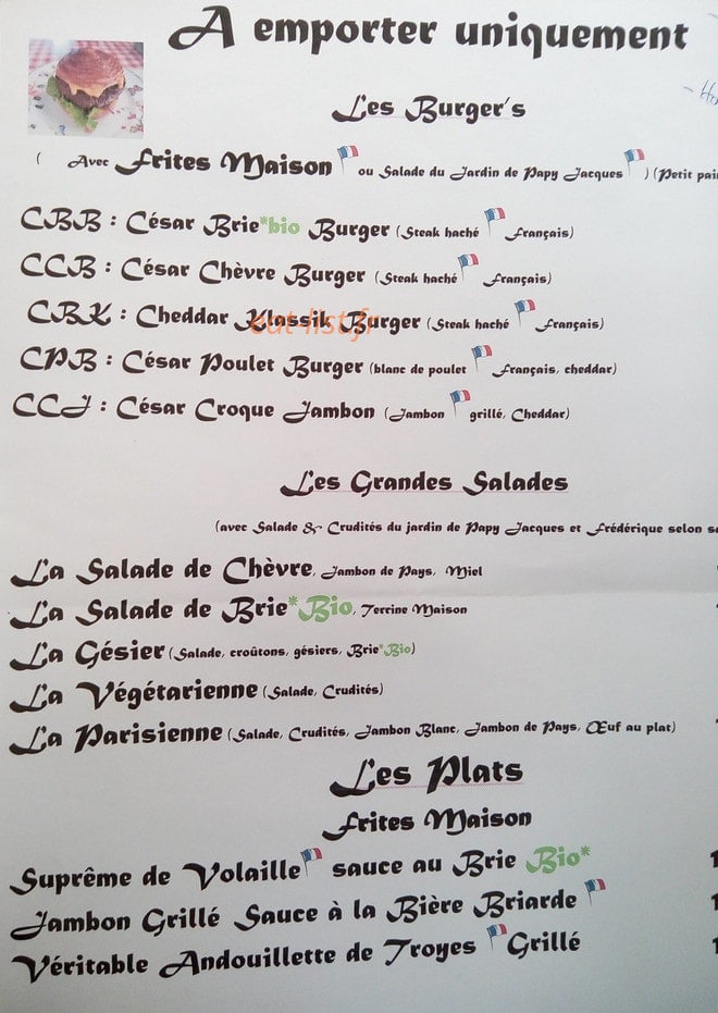 Au Cesar Gourmand — carte page 1