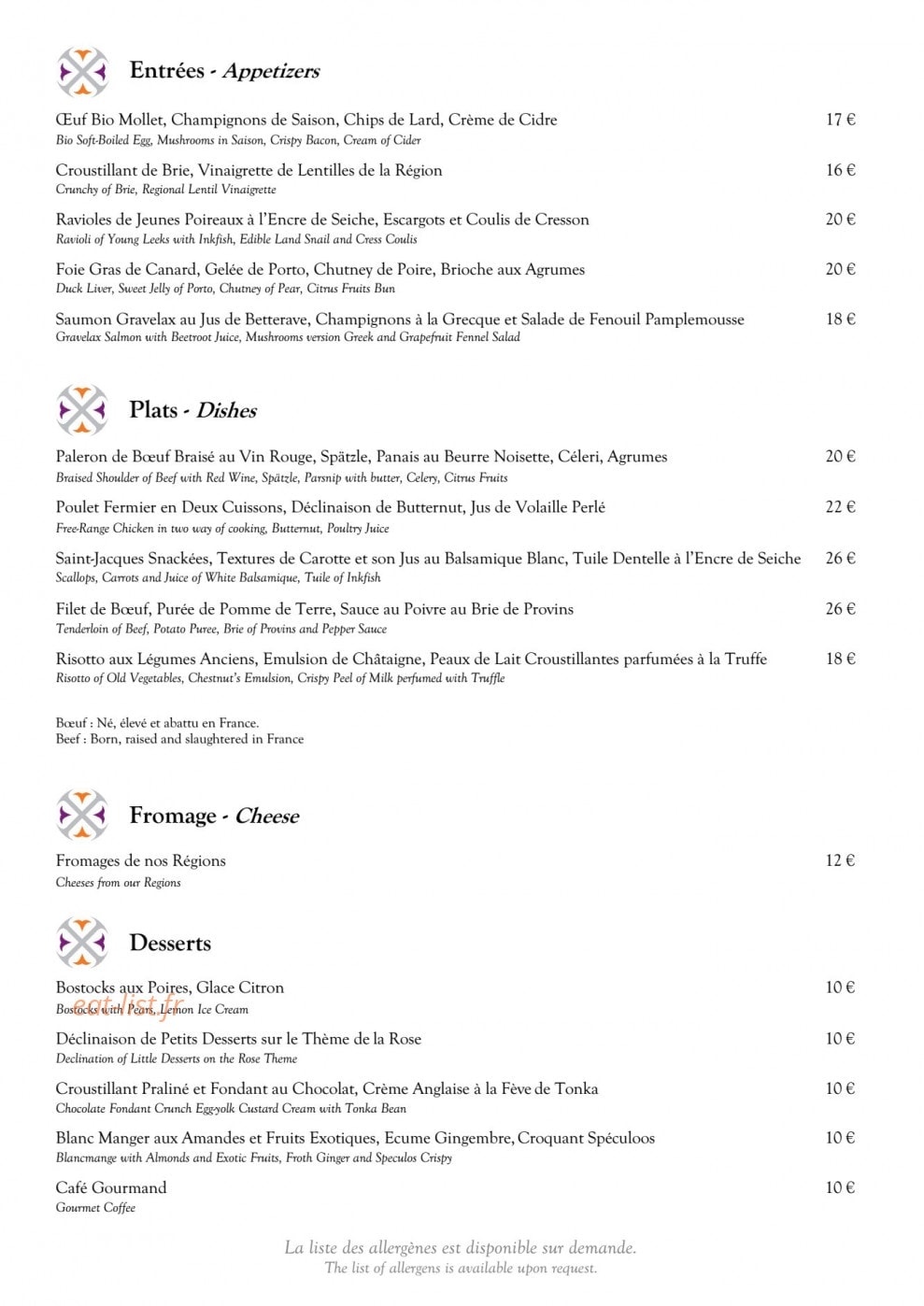 Bistrot des Remparts — carte page 2