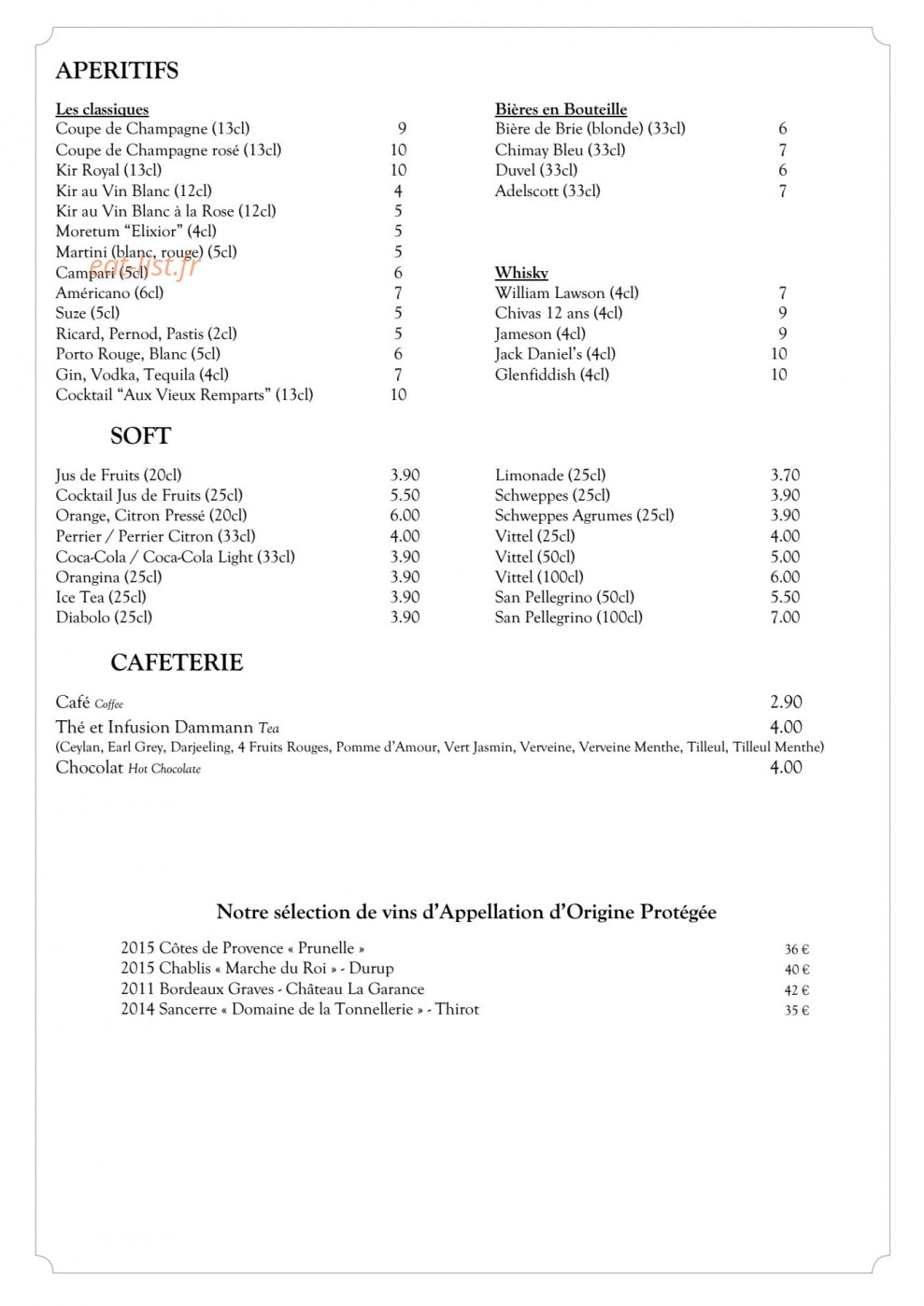 Bistrot des Remparts — carte page 3