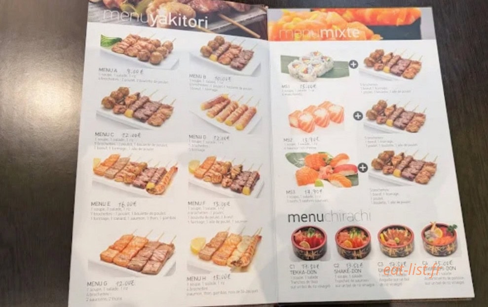 Daikichi Sushi — carte page 1
