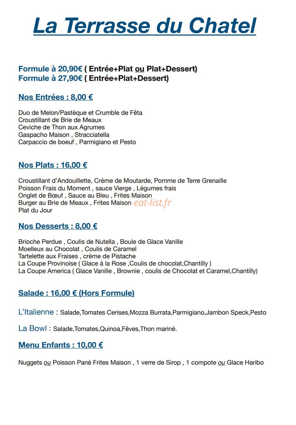 La Terrasse du Châtel — carte page 2