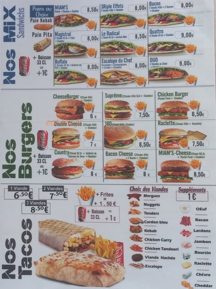 Miam's — carte page 2