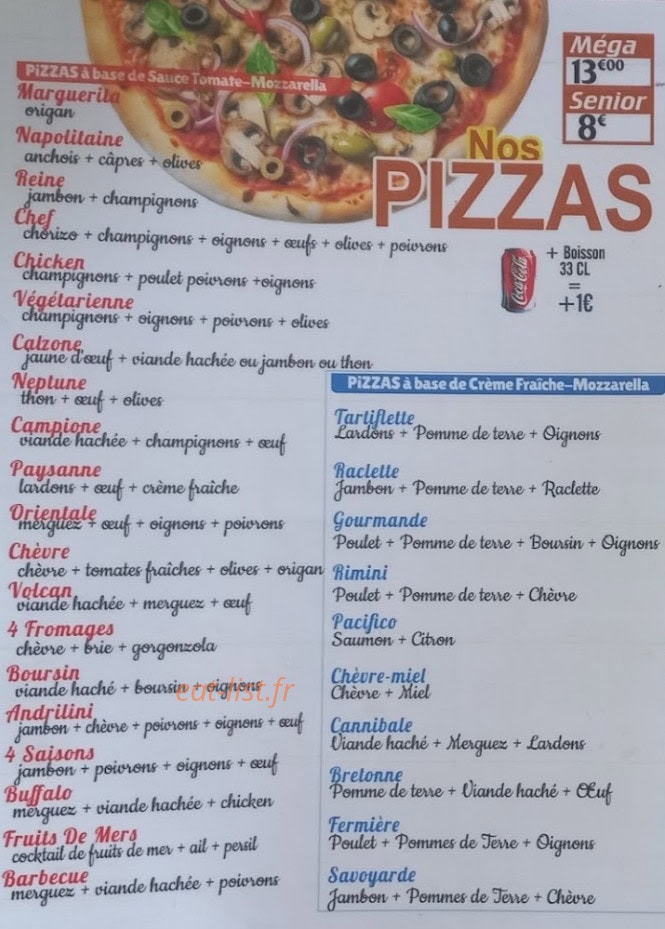 Miam's — carte page 1