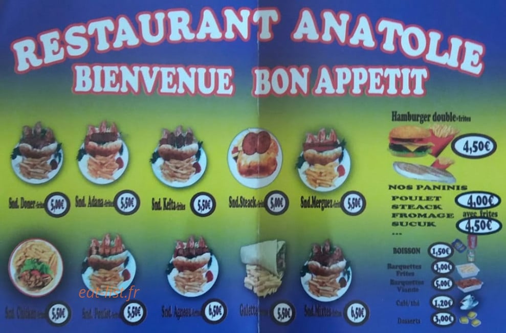 Restaurant Anatolie — carte page 2