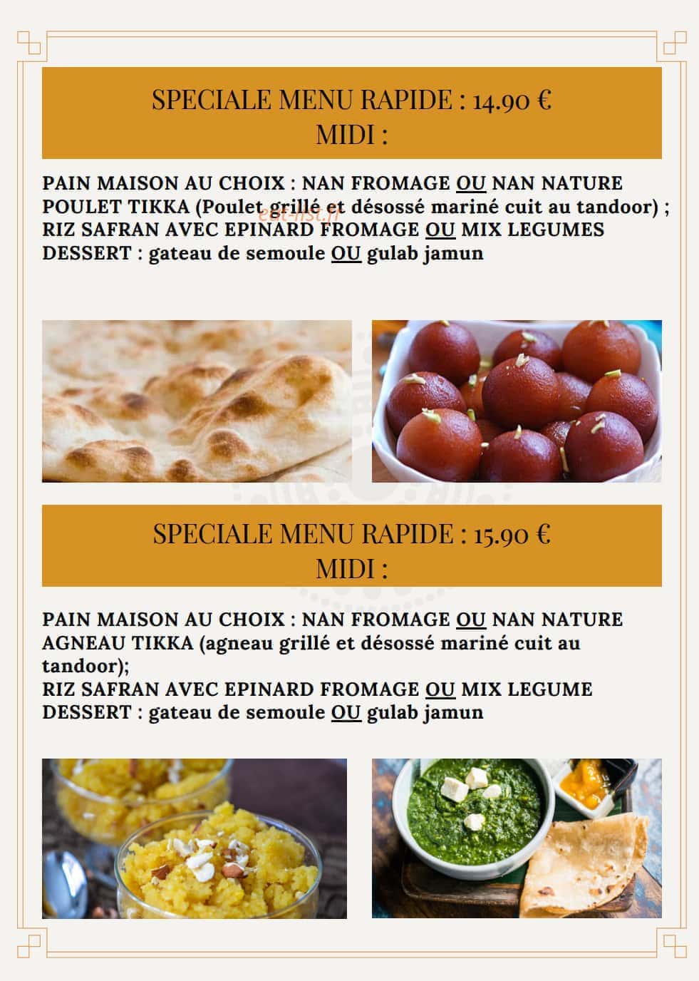 Restaurant Indien Punjab — carte page 9
