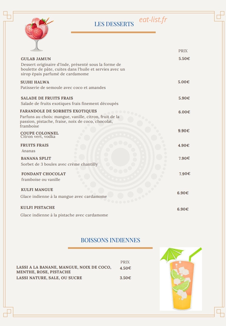 Restaurant Indien Punjab — carte page 8