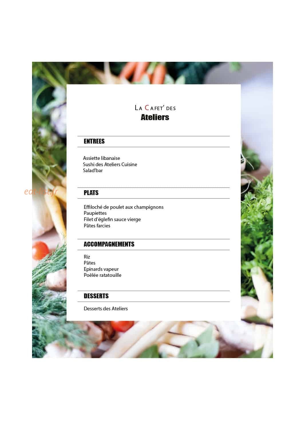 La Cafet' des Ateliers — carte page 1