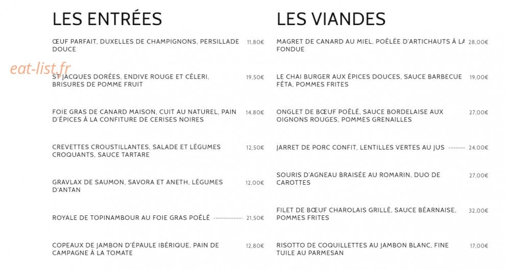 Le Chai — carte page 1