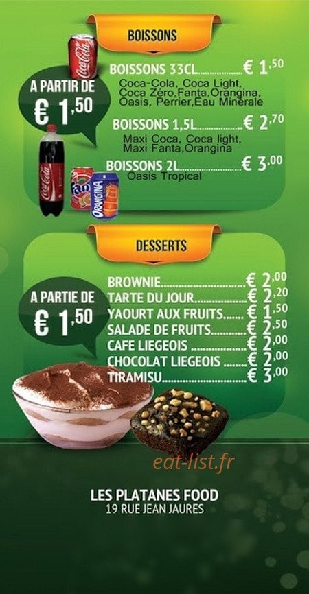 Les Platanes food — carte page 6