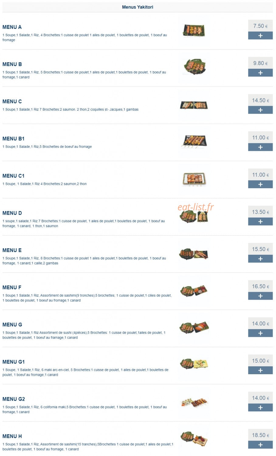 Meiji Sushi — carte page 1