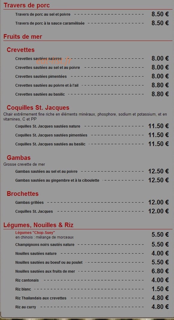 Délices d'Asie — carte page 4