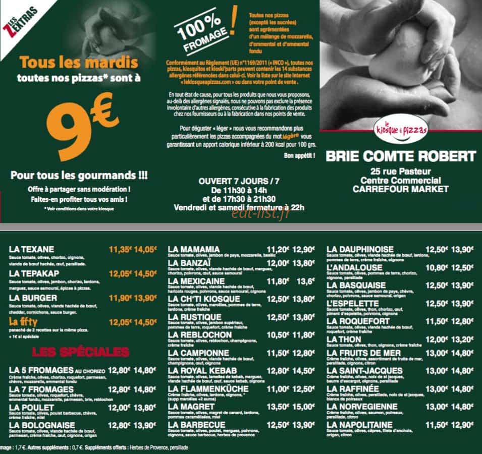 Le Kiosque à Pizzas — carte page 2