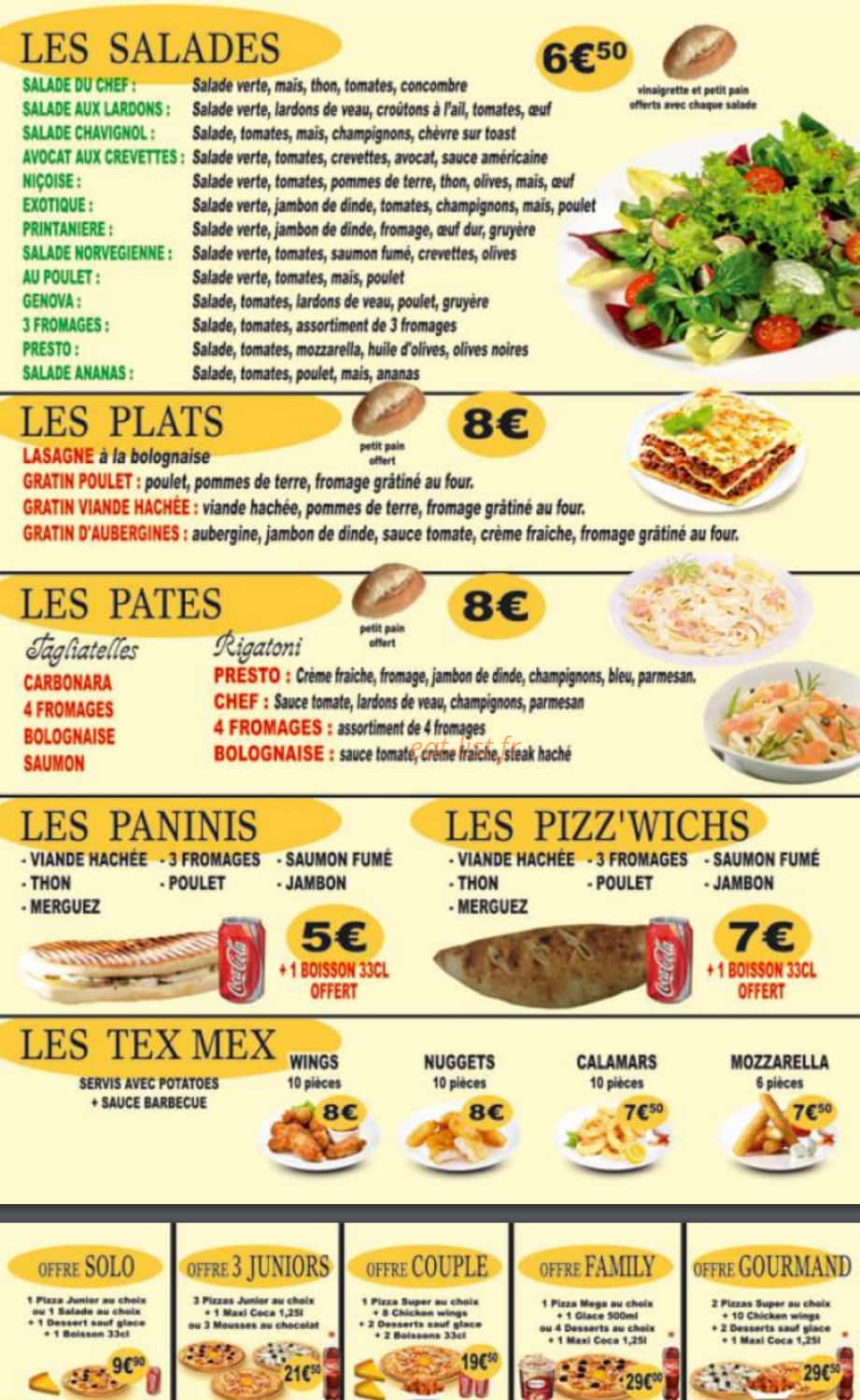 Planete Pizza — carte page 3