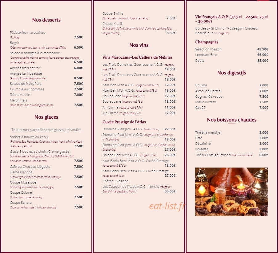 Restaurant Hôtel La Mosaïque — carte page 3