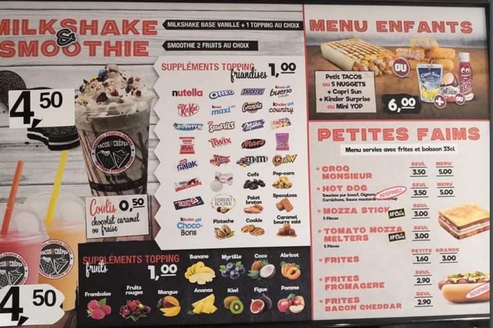 Tacos N Crepes — carte page 4