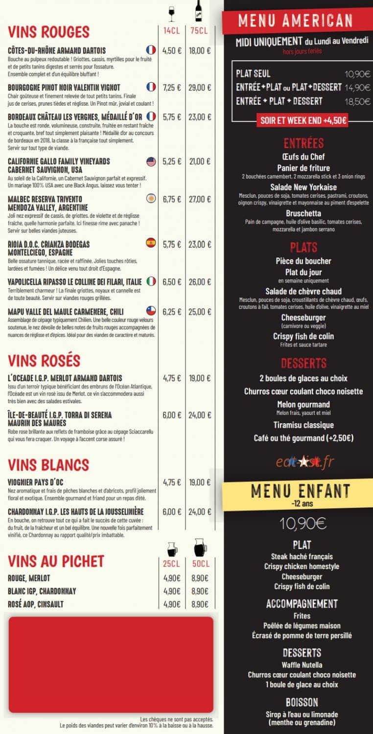 American Steak House — carte page 3