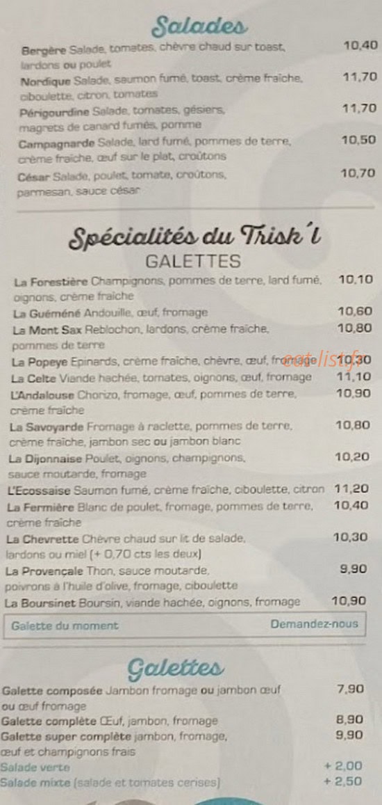 Crêperie le Trisk’l — carte page 2