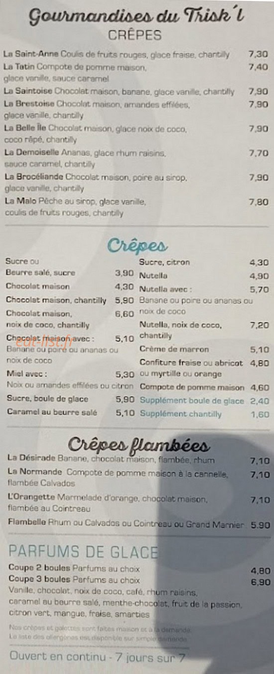 Crêperie le Trisk’l — carte page 1