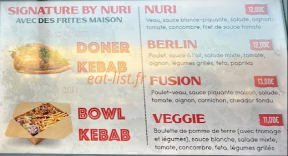 Nuri Doner Kebab — carte page 5