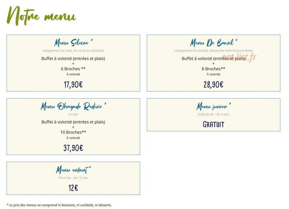 Obrigado Rodizio — carte page 1