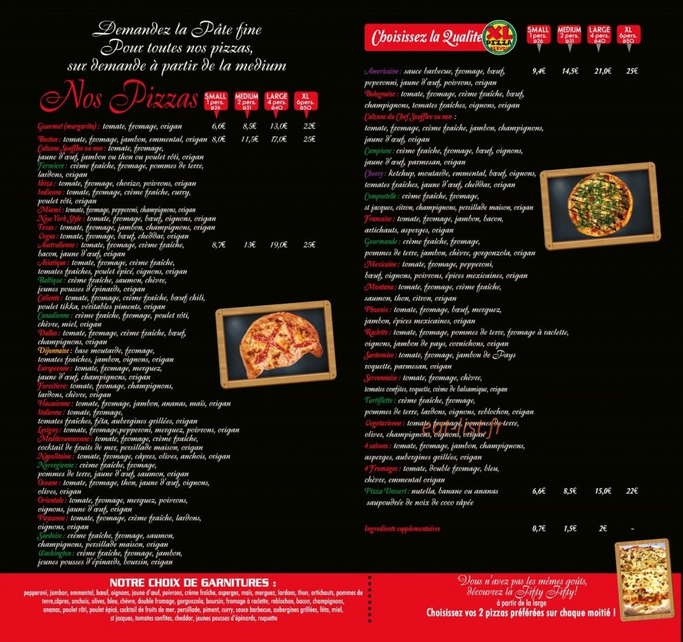 XL Pizza — carte page 2
