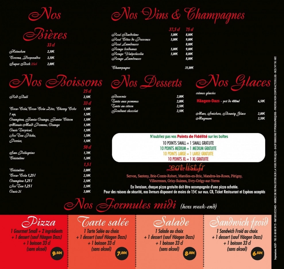 XL Pizza — carte page 4