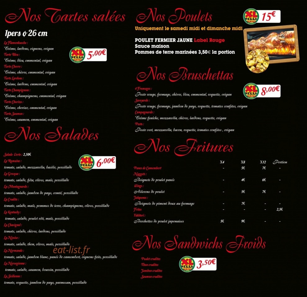 XL Pizza — carte page 3