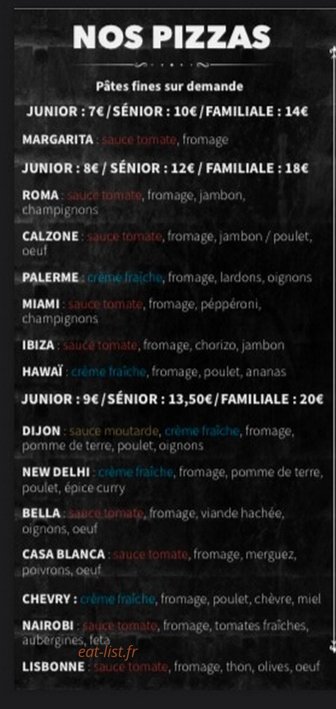 Casa De Pizza — carte page 2