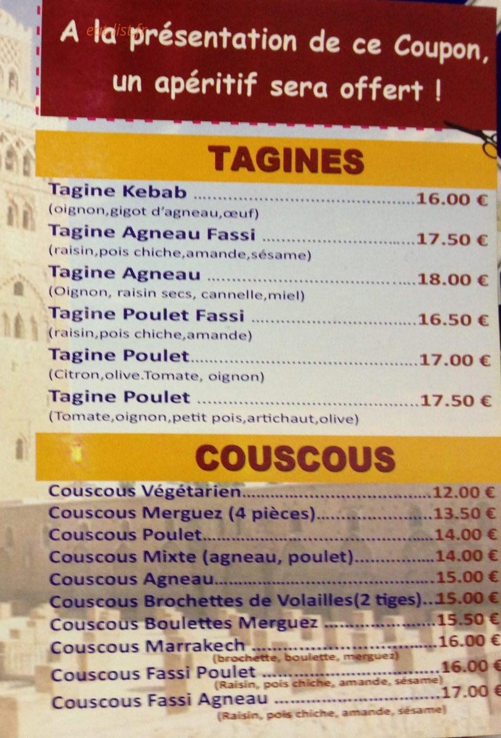 L'Auberge de Marrakech — carte page 2
