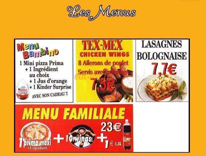 Home's pizza — carte page 5