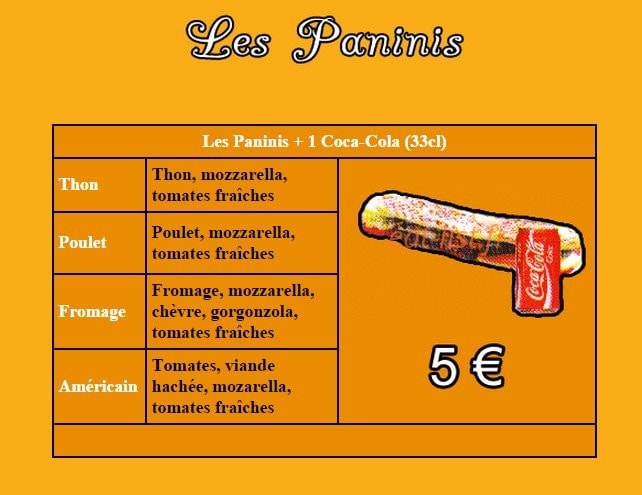 Home's pizza — carte page 4