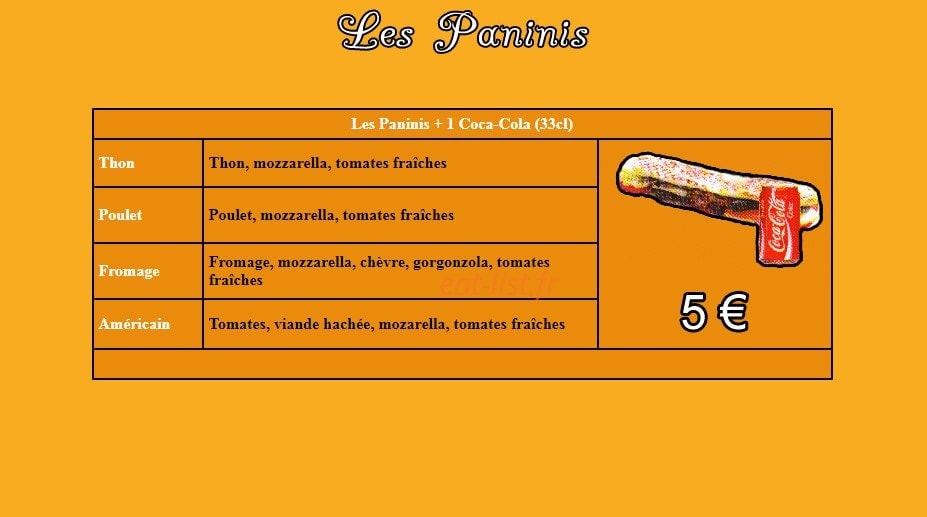 Home's Pizza — carte page 3