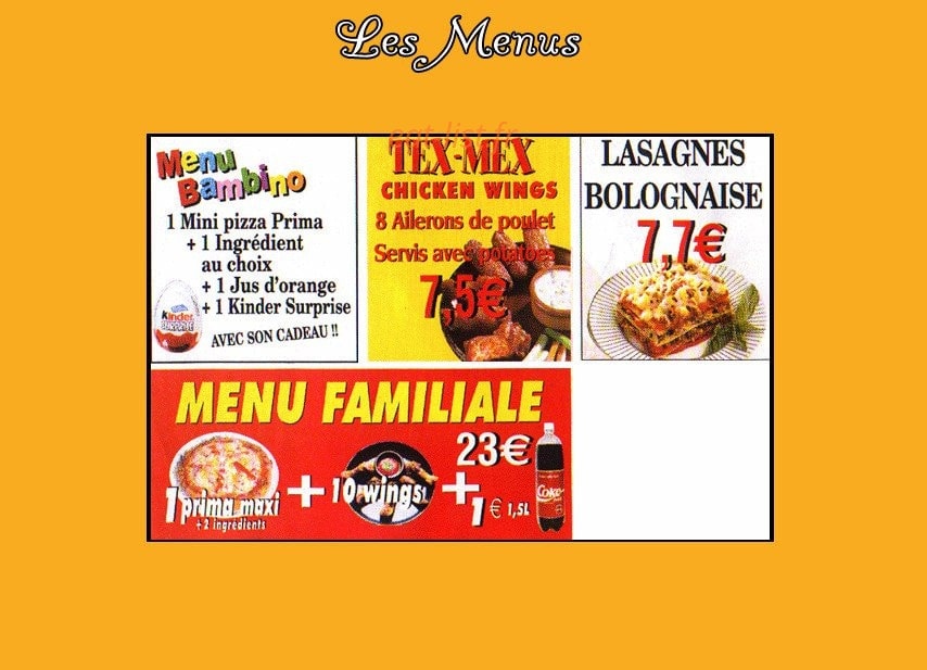 Home's Pizza — carte page 4