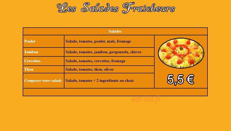 Home's Pizza — carte page 2