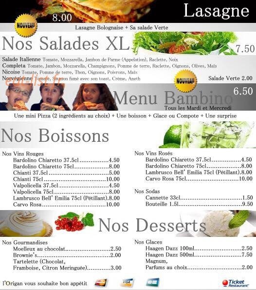 L'Origan Pizza — carte page 3