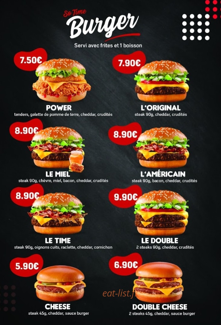 So Time Burger — carte page 2