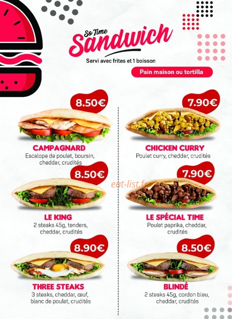 So Time Burger — carte page 3