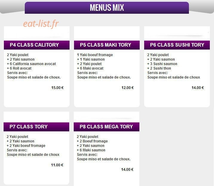 Class Sushi — carte page 4