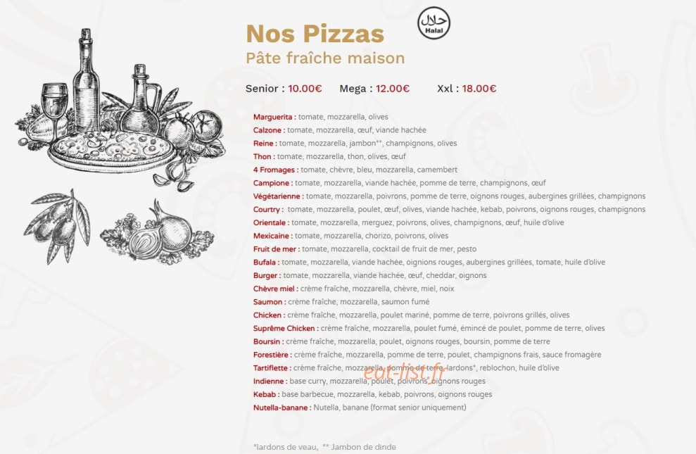 Courtry Pizza — carte page 1