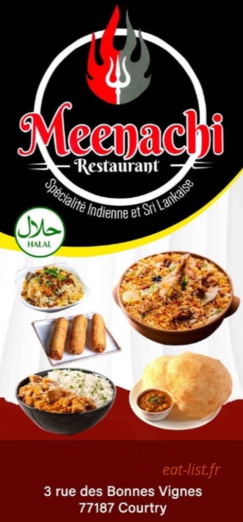 Meenachi restaurant — carte page 1